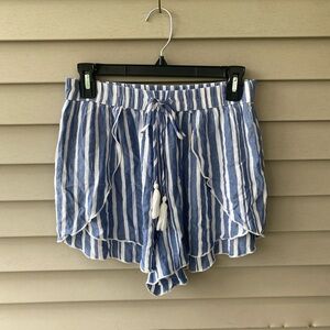 American Eagle Outfitters Blue and White Striped High Waist Flowy Shorts